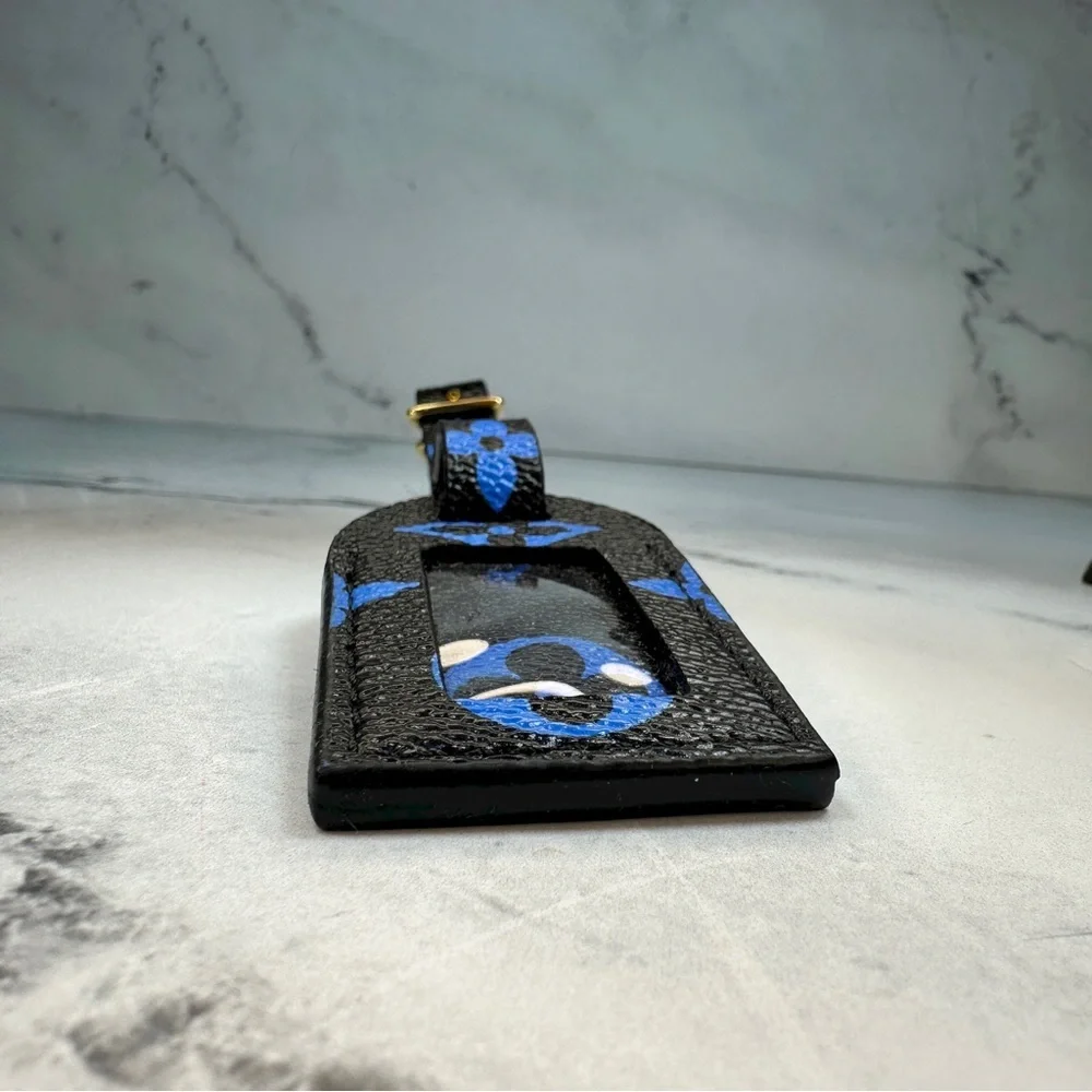 Louis Vuitton Luggage Tag black/blue Monogram Small GHW LV